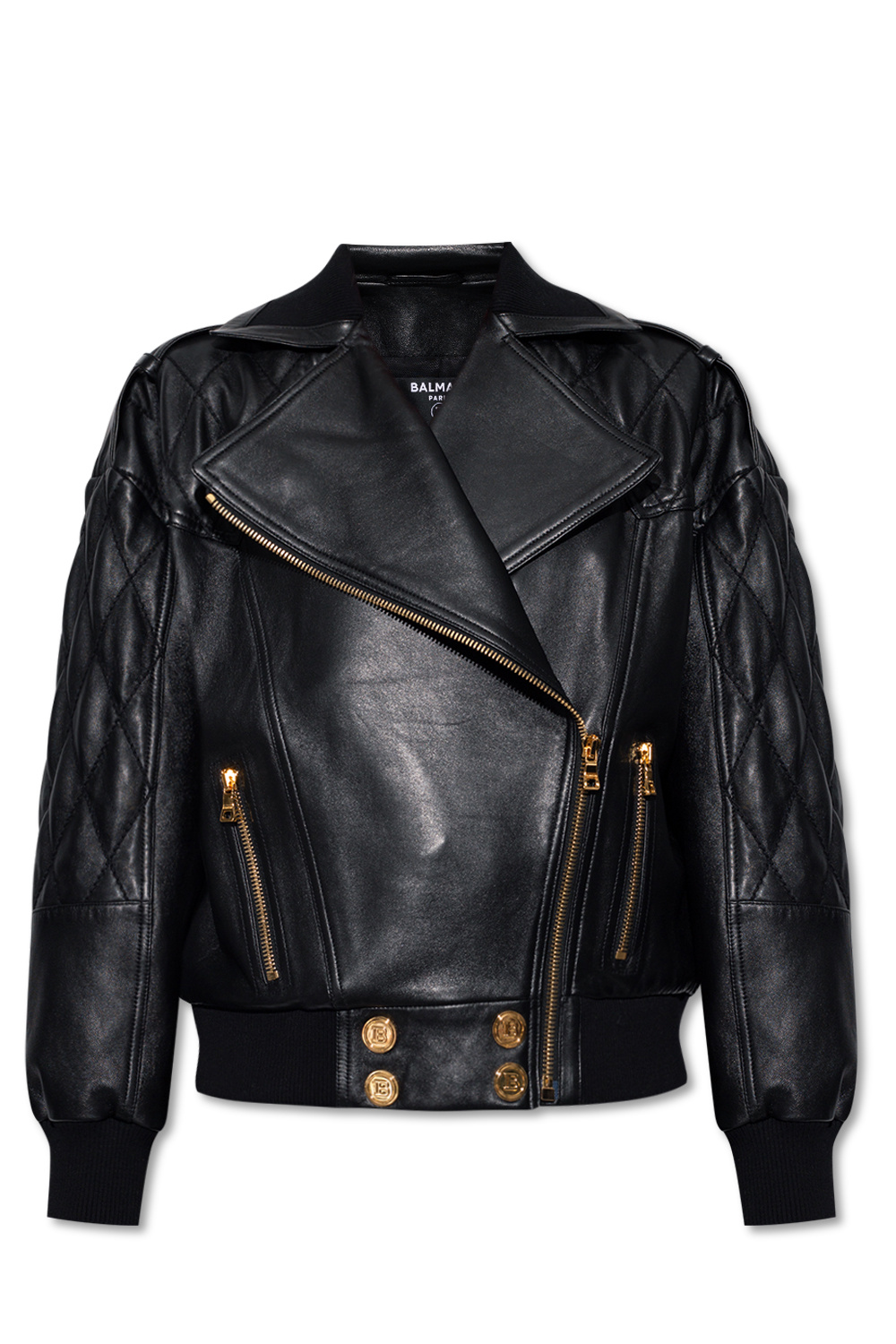 Oversize leather jacket Balmain - BALMAIN JEANSY Z ROZSZERZANYMI